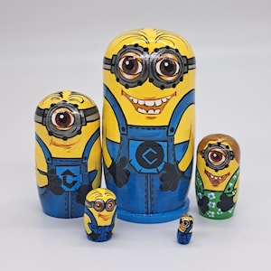 Muñeca matrioshka de 5 pulgadas de alto pintada a mano con dibujos de héroes, 5 en 1, regalo divertido para decoración de habitación, regalo para niños, juguete de madera hecho en Ucrania