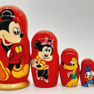 Cartoon Heroes Nesting Doll 5'' tall Hand Painted Matryoshka Doll 5 in 1 Funny Gifts Room Decor, Kids Gift, Wooden toy Set 1