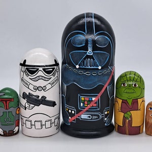 Cartoon Nesting Doll movies Heroes 8.3'' tall Hand Painted Matryoshka Doll 5 in 1 Funny Gifts Room Decor, Kids Gift, Wooden toy Russian doll