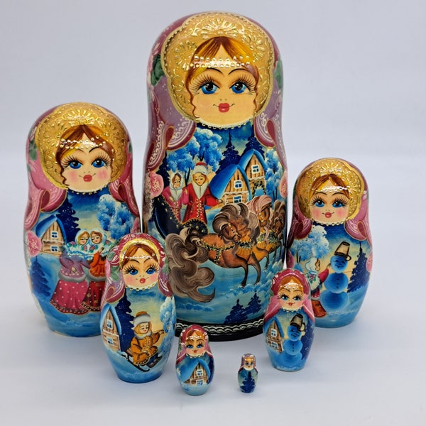8,7 "Nesting dolls, Matroschka Russische Puppe 7 in 1 Holzspielzeug Made in Ukraine