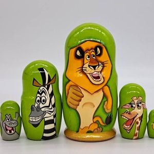 Cartoon Heroes Nesting Doll 5'' tall Hand Painted Matryoshka Doll 5 in 1 Funny Gifts Room Decor, Kids Gift, Wooden toy from Ukraine