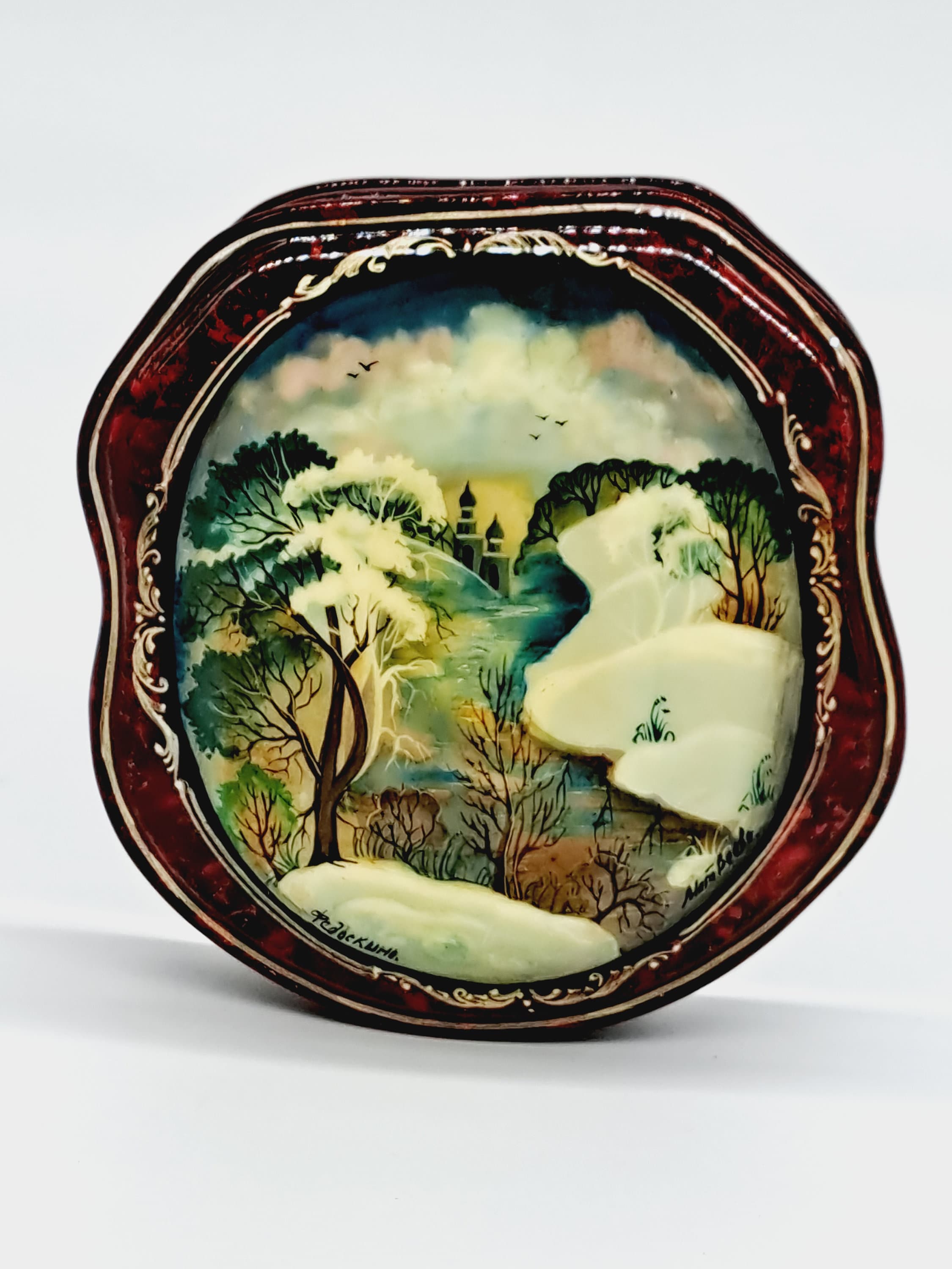 フェドスキノ ロシア漆器ボックス 冬の小物入れ ミニチュアボックス