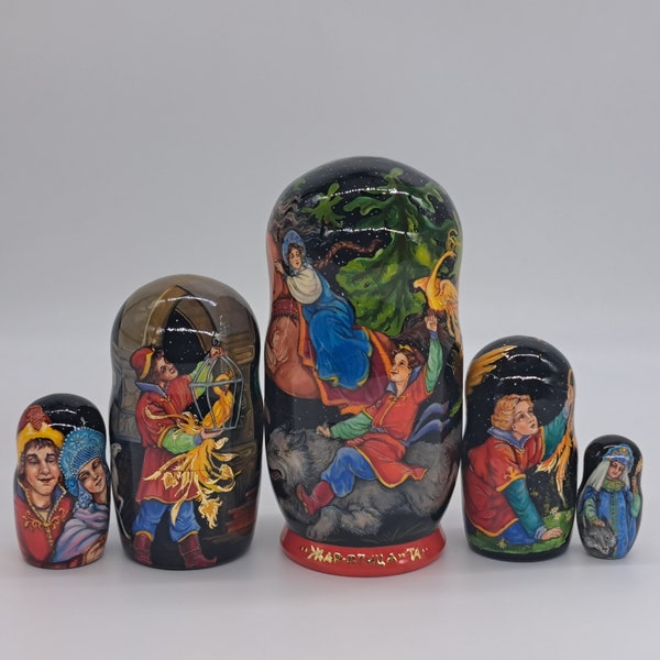 7" Nesting dolls Firebird Matryoshka Handmade and painted in Ukraine Wooden toy Stacking dolls Russian doll 5 in 1 Gift for kids Home decor