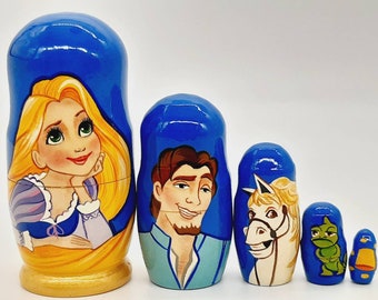 マトリョーシカ 7人のこびと 白雪姫 人形 ヴィンテージ 白雪姫と七人の小人のマトリョーシカ人形 | ソ連製手描き