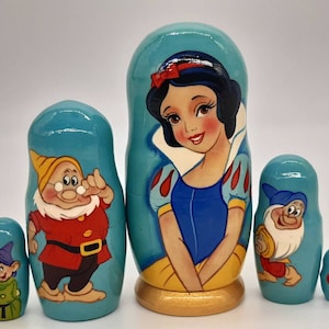 Cartoon Heroes Nesting Doll 5'' tall Hand Painted Matryoshka Doll 5 in 1 Funny Gifts Room Decor, Kids Gift, Wooden toy Good for Christmas