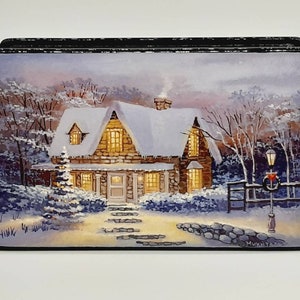 Ukrainian lacquer miniature box “Christmas night” Hand made in Ukraine