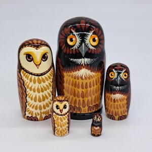 4インチのフクロウの仲間たち マトリョーシカ人形 5種類セット 