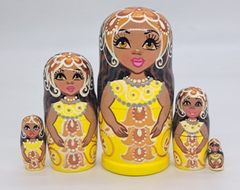 Vintage Wooden Nesting Doll Set Figurines Lucy Locket Fairies