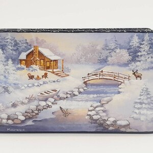 Ukrainian lacquer miniature box “Winter in country” Hand made in Ukraine