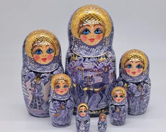5インチのマトリョーシカ人形、ロシア人形、5 in 1、木製玩具 