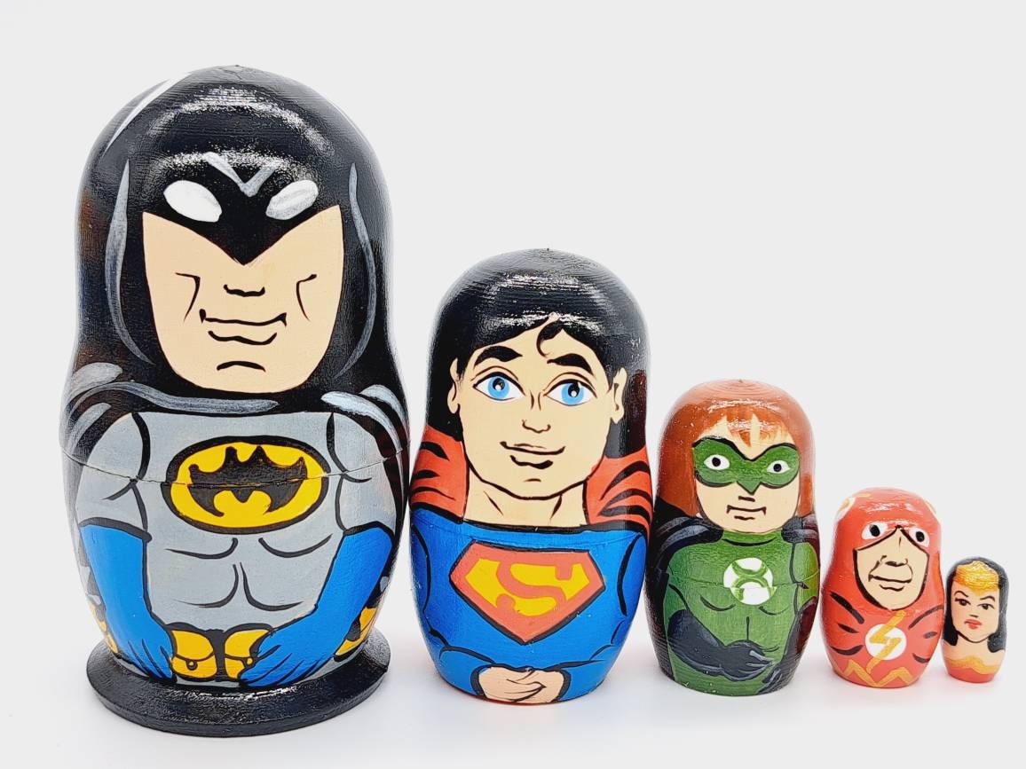 Cartoon Movie Superhero Nesting Dolls 4 Tall Matryoshka Etsy