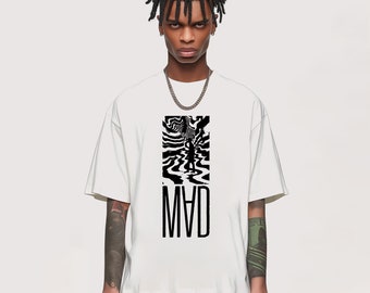 MAD #004 Tee-Shirt, minimalist and distressed aesthetics, acid house and techno  in 4 colorways