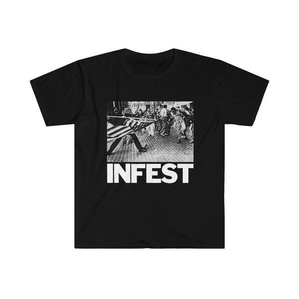 Camiseta Infest, Old-school Hardcore, 9 combinaciones de colores, algodón softstyle