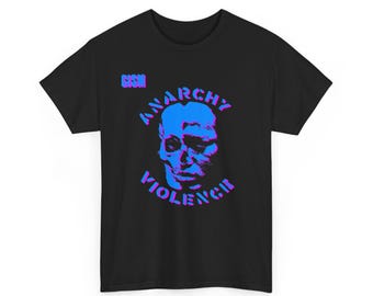 GISM T-shirt, Anarchy Violence Dubbeltryck, Oldschool Japansk Crust Punk Hardcore, Unisex T-shirt, 4 färgställningar