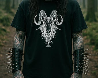 バクテリオン ブラックメタルTシャツ：ラムスカル、神も主もなし