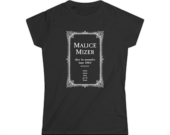 Malice Mizer Women's Tee: Cher de Memoire 1994 Tour, Visual Kei Gothic Apparel