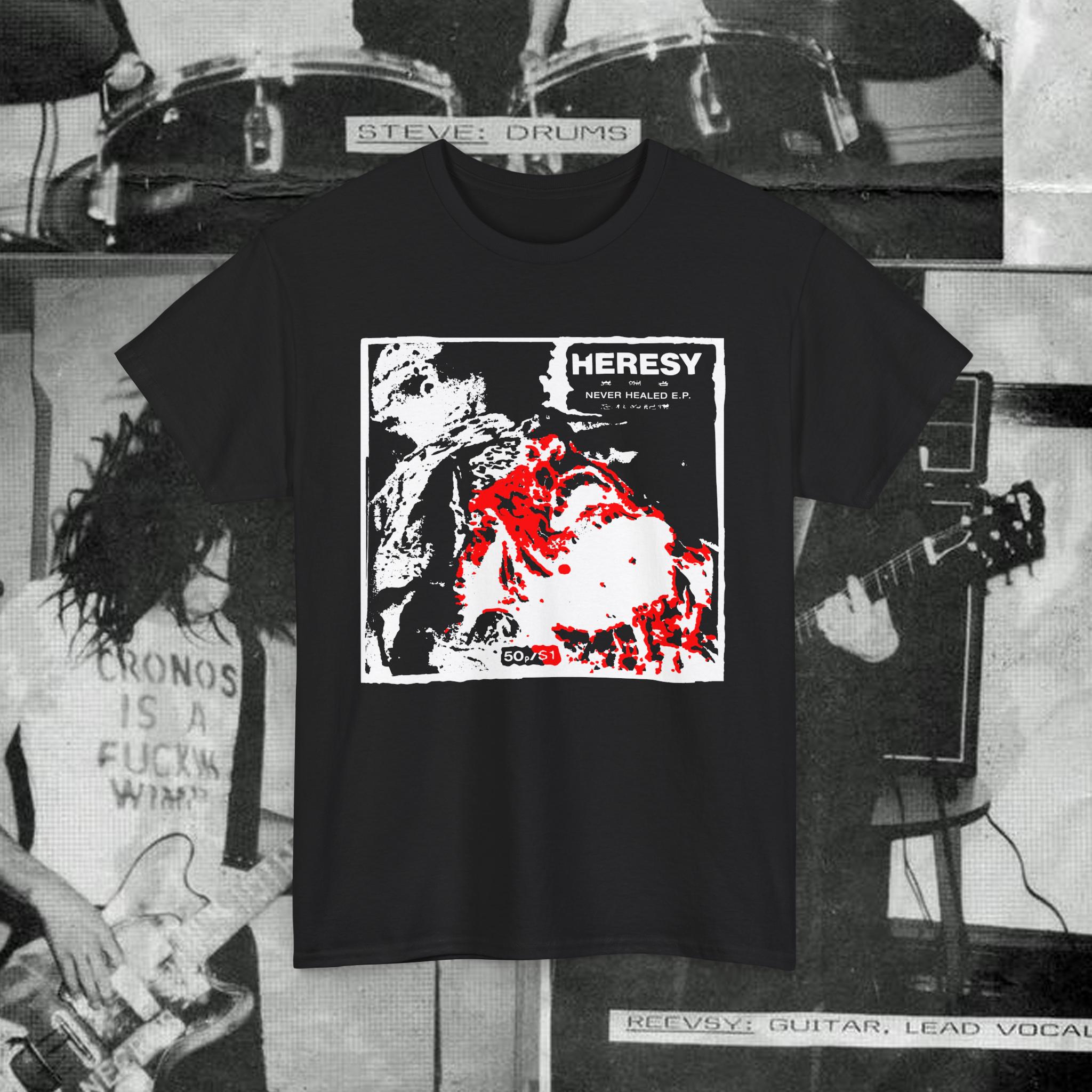 Heresy Tee-shirt, Never Healed Flexi Ep, Unisex UK Hardcore