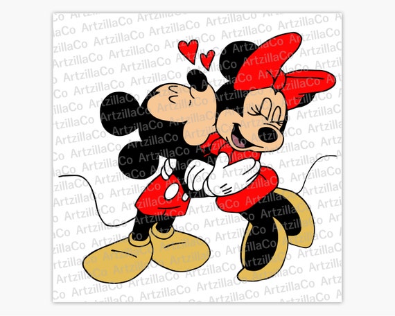 Mickey Mouse And Minnie Mouse Kiss LOVE Digital Download Etsy Il 570xN.3303524299 D2k8