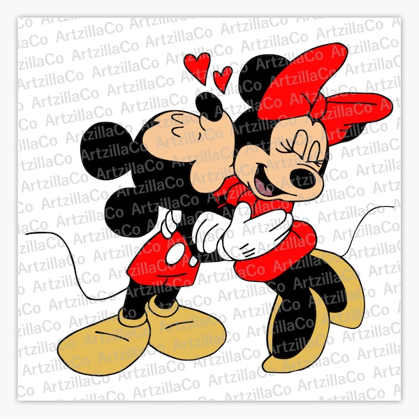 Mickey Mouse and Minnie Mouse kiss - LOVE - Digital Download SVG