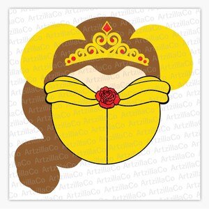 Princess Belle | Beauty and the Beast Mickey Mouse Ears Digital Download SVG