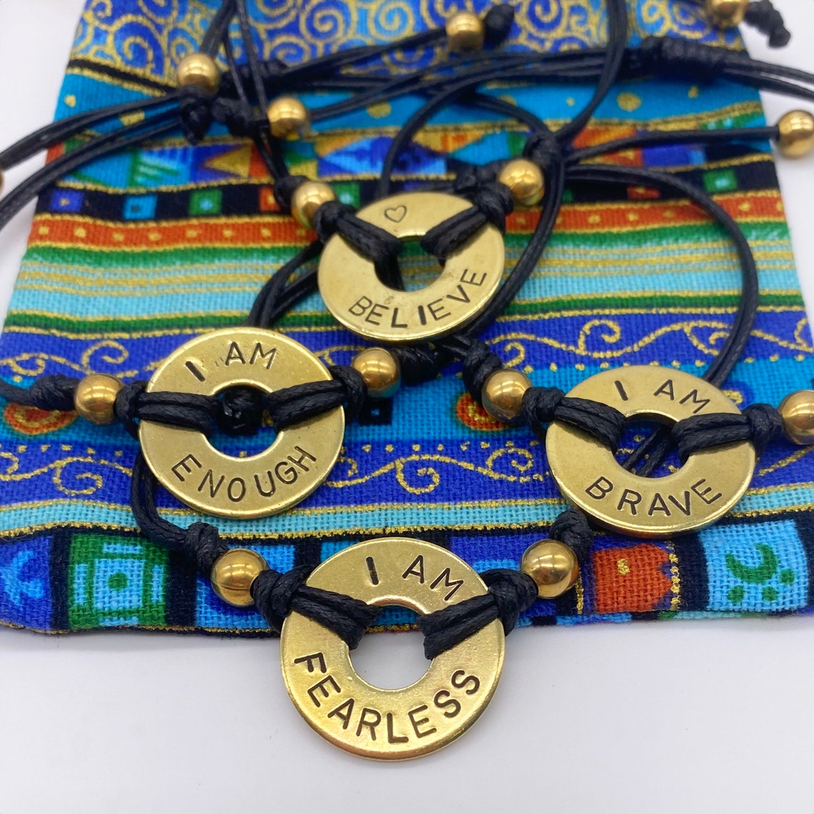 Personalized Mantra Bracelet Handstamped Brass Washer 2021 Etsy