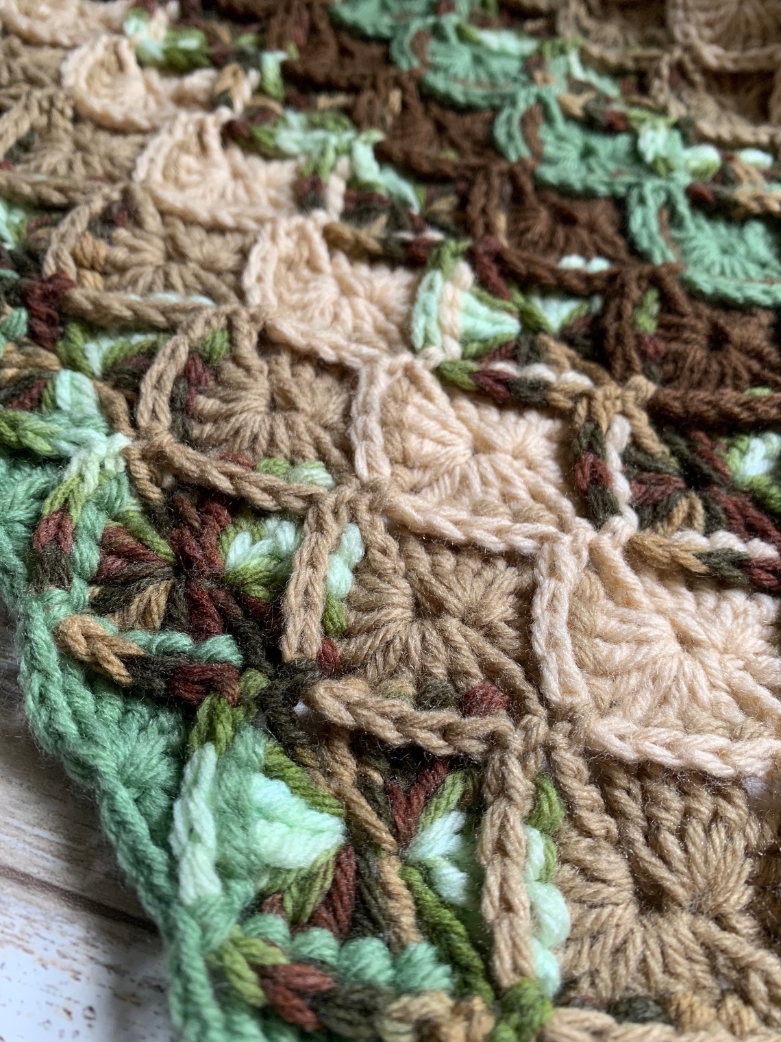 Crochet Baby Blanket Camouflage Baby Blanket Green Brown Etsy