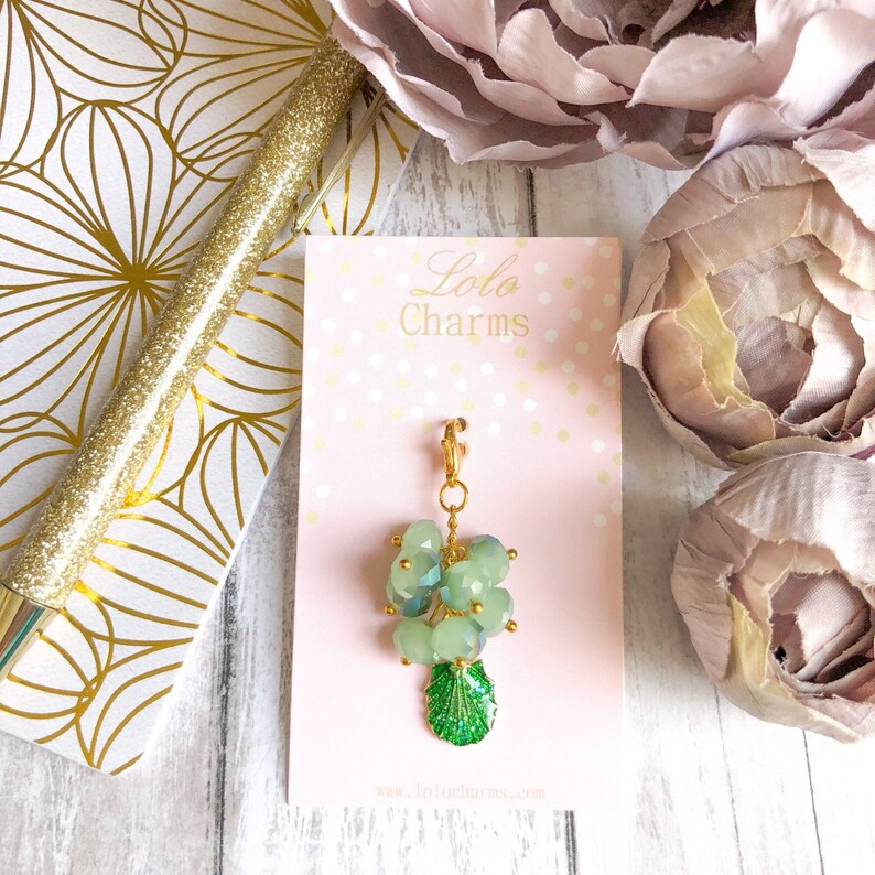 Seashell Planner Charm Beaded Purse Charm Journal Charm Zipper Pull Charm Happy Planner Accessories Erin Condren