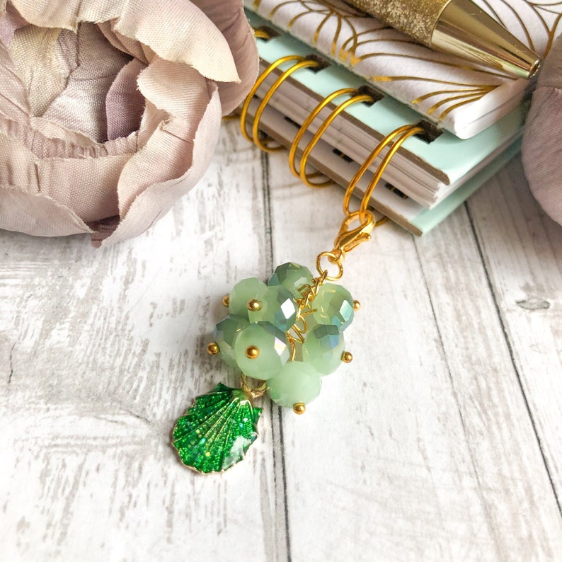 Seashell Planner Charm Beaded Purse Charm Journal Charm Zipper Pull Charm Happy Planner Accessories Erin Condren