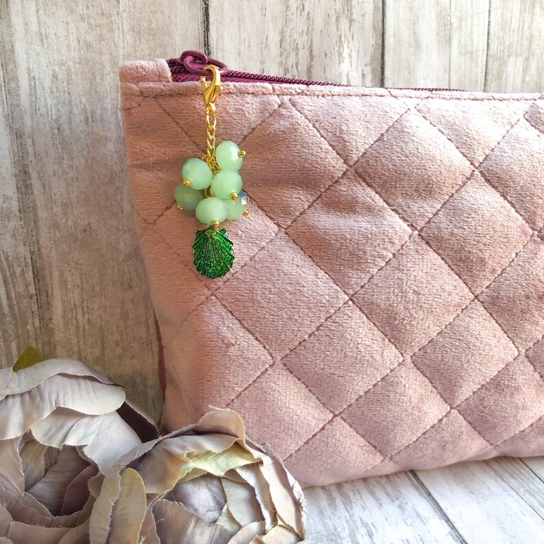 Seashell Planner Charm Beaded Purse Charm Journal Charm Zipper Pull Charm Happy Planner Accessories Erin Condren