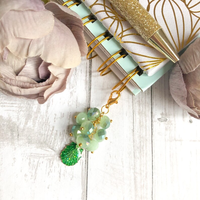 Seashell Planner Charm Beaded Purse Charm Journal Charm Zipper Pull Charm Happy Planner Accessories Erin Condren