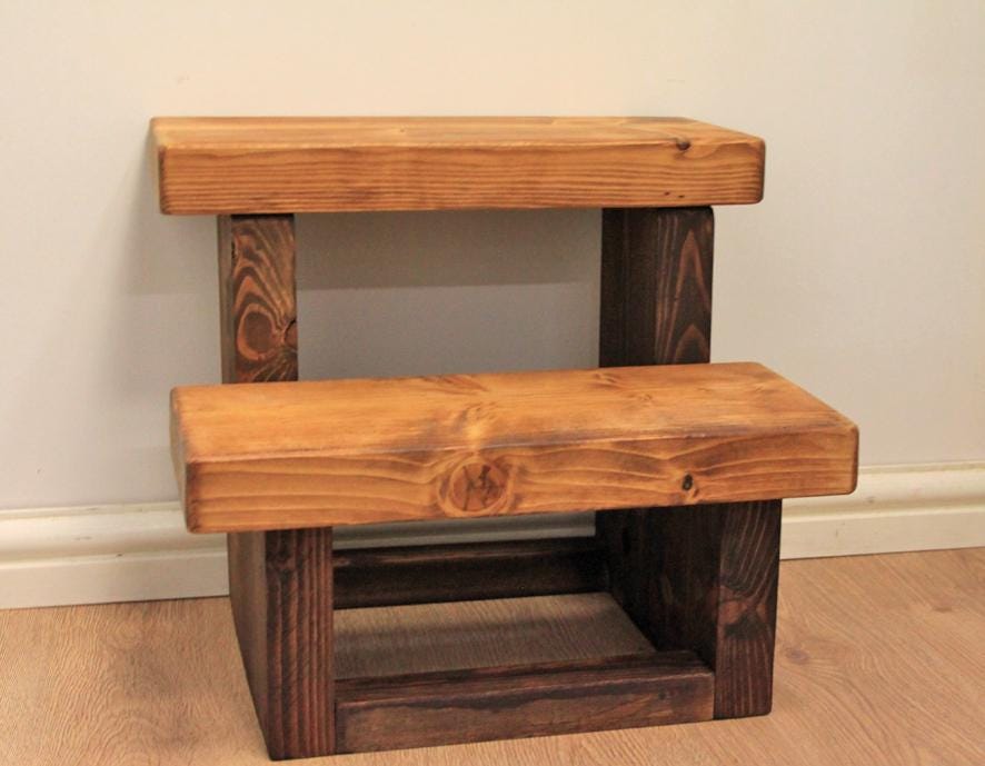 Handmade Rustic Wood Kids Step Stool, Helper Step. - Etsy UK