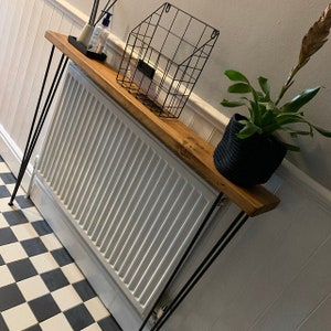 Chunky Console Table with 86cm Hairpin Legs | Rustic Handmade Wooden Console Table, Made in the UK by Hand.