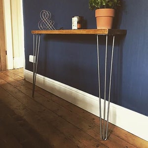 Chunky Console Table With 86cm Hairpin Legs | Rustic Handmade Wooden ...
