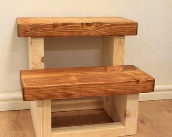 Handmade Rustic Wood Kids Step Stool, Helper Step.