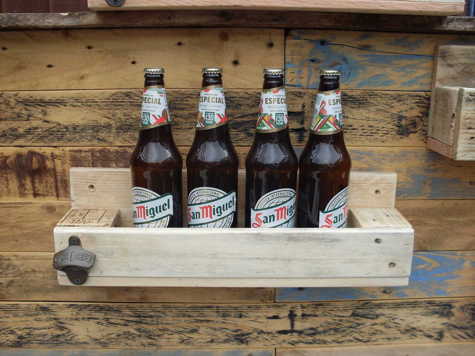 Rustic Recycled Beer Bottle Rack with bottle opener Etsy