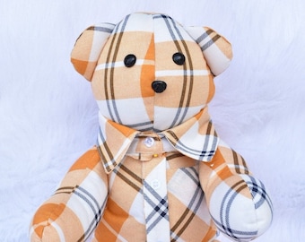 Memory Bear from clothing, keepsake stuffy, handmade memory bear, loved ones clothing, bereavement keepsake, custom made teddy bear