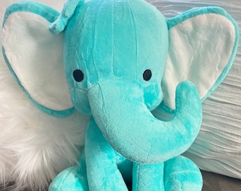 Blank Elephant Plush toy, Elephant Plushie, Colored Elephant for Personalization, Personalization Blank, Pink, Teal, Blue, Blank Elephant