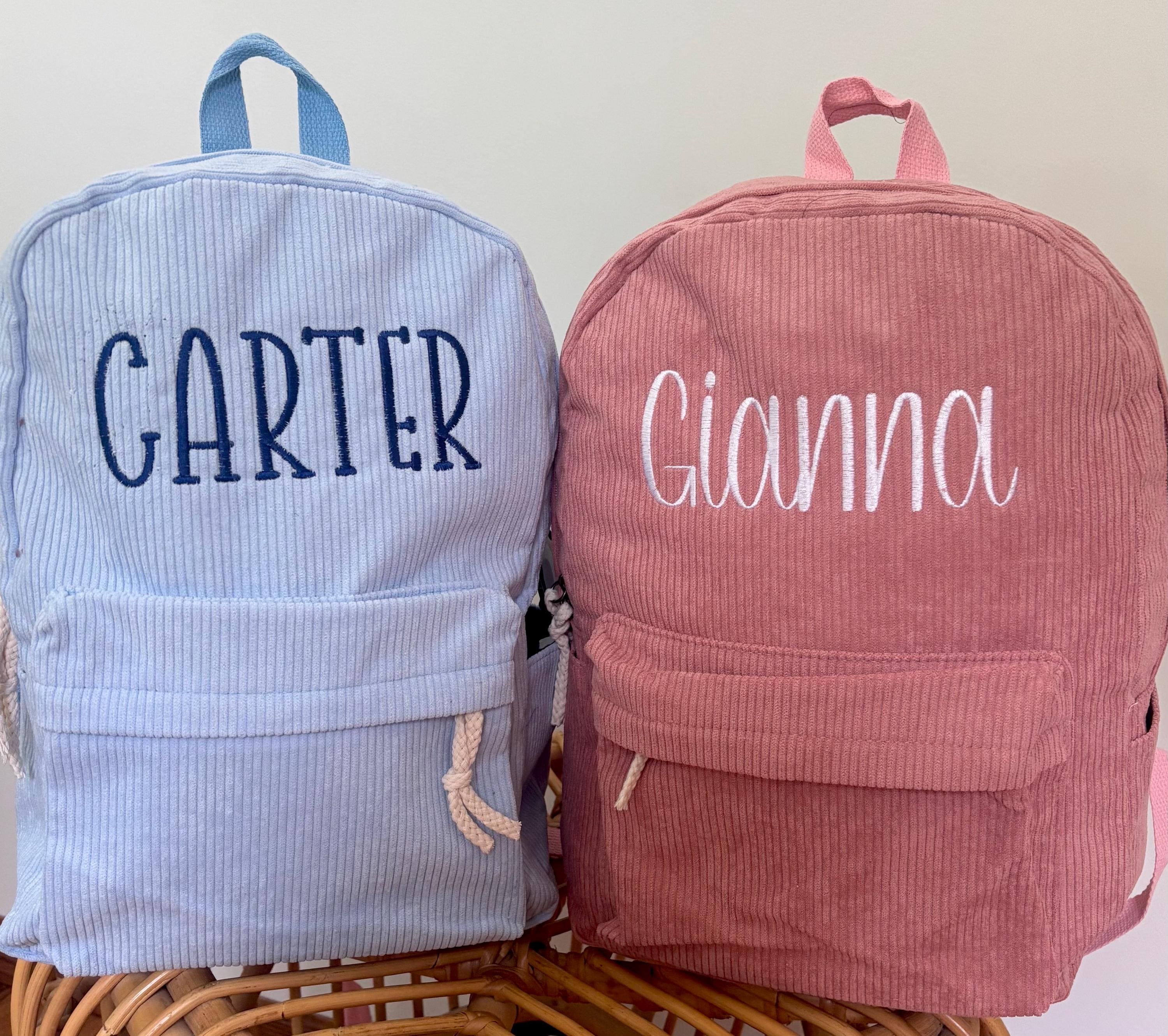 Personalized Corduroy Kids Backpack – Custom Embroidered Name | Toddler & Preschool Backpack | Back to School Bag | Gift for Kids