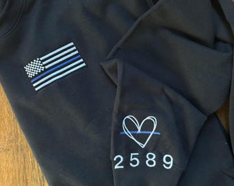 Police Officer Flag and Heart sweater