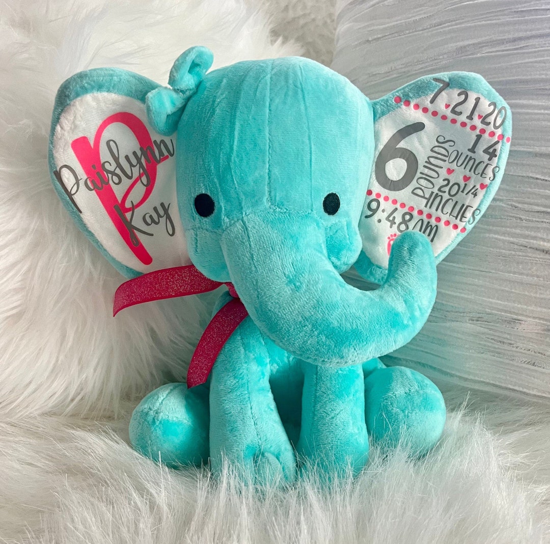 Personalized Stuffed Elephant for New Baby, Home Baby Gift
