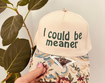 Custom embroidered hat, floral brim, camouflage, Blue flowers