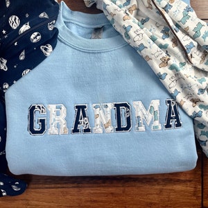 Grandma Embroidered with baby clothing, personalized sweater, baby outfit, appliqué, keepsake, gift for mom, nana, dad, Grammy, clothing