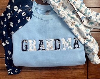 Grandma Embroidered with baby clothing, personalized sweater, baby outfit, appliqué, keepsake, gift for mom, nana, dad, Grammy, clothing