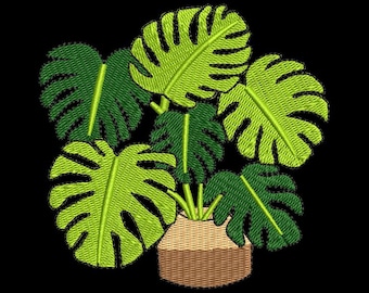 Monsteraplant borduurontwerp PES | Tropisch blad machineborduurbestand | Digitale download