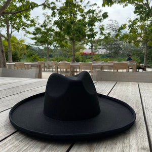 Sombrero Vintage para hombre, sombrero de ala ancha, Sombrero Fedora Plano