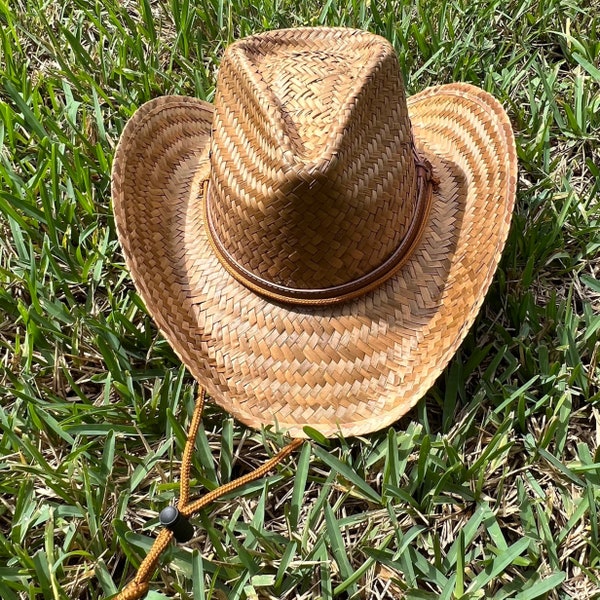 Palm leaf cowboy hat, country hat, straw western hat, unisex hats, rodeo hat, wild west hat, vintage cowboy hat, cowgirl hat, cowboy hat men