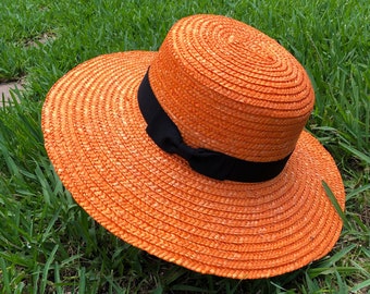 Boater hat, Gambler hat, flat top hat, fashion hat, summer hat, beach hat, bolero hat, top hat, Straw hats, wide brim hat women, sun hat