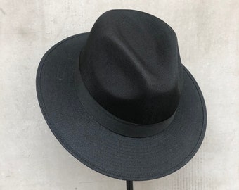 Black Panama hat, linen, flat brim hat, hat for men, hat women, fashion hat, summer hat, beach hat, safari hat, sturdy hat, stiff brim hat