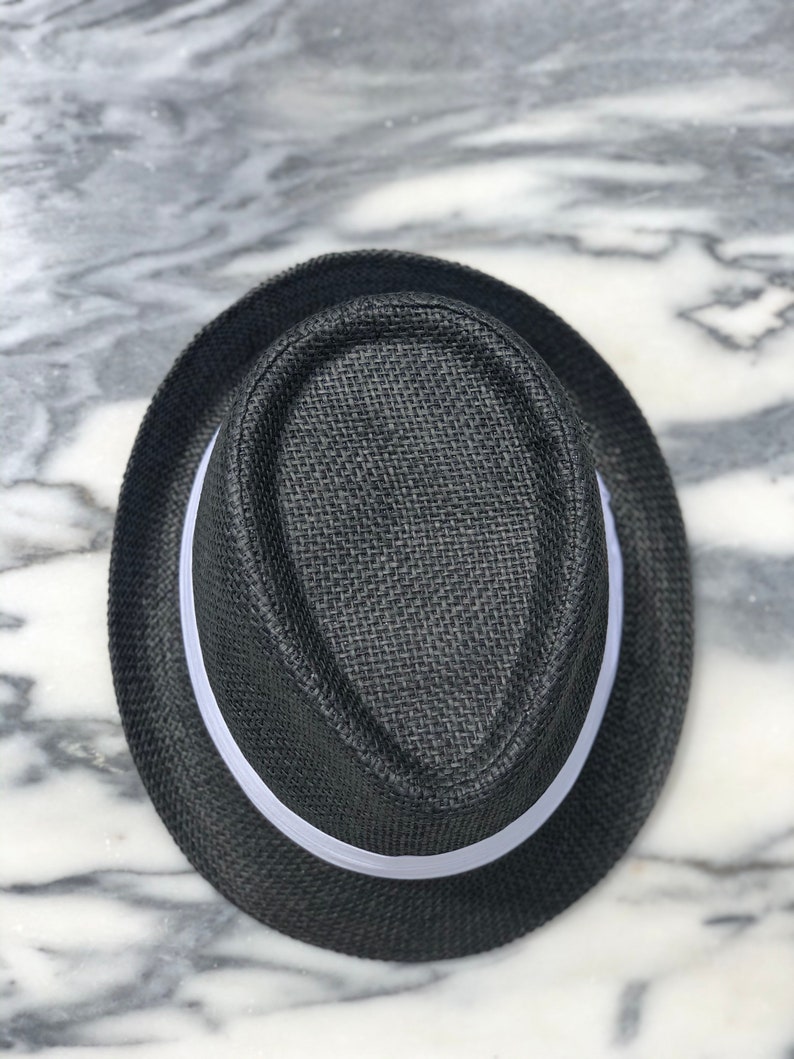 Fedora hat black fedora with white band classic fit fedora Etsy