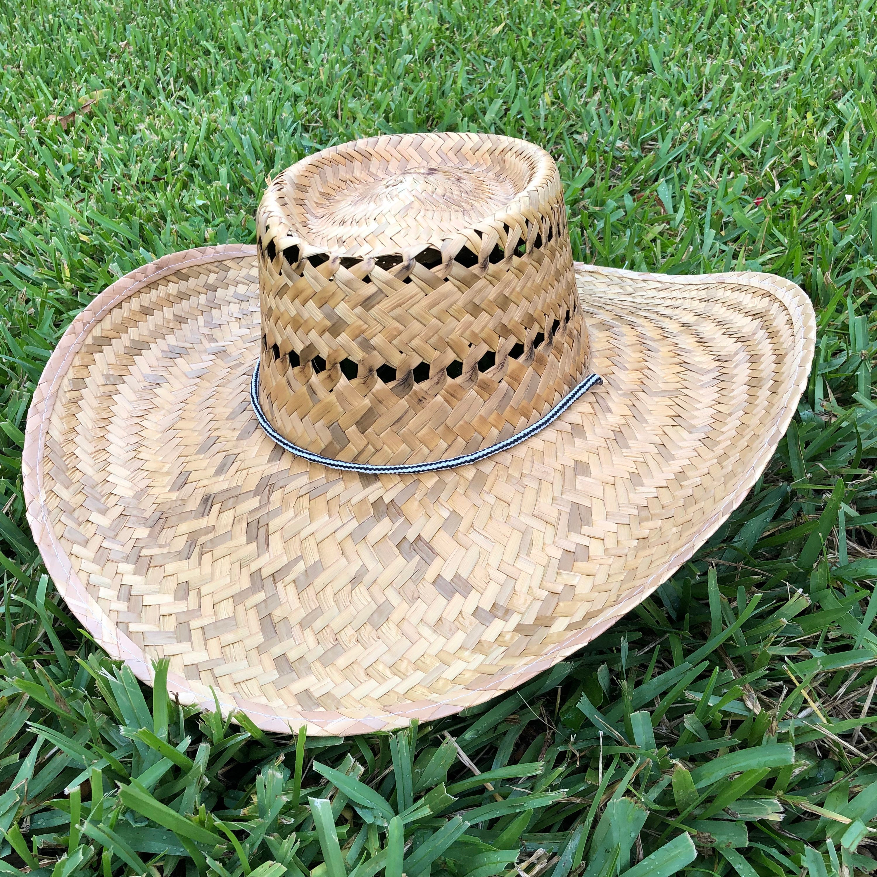 Palm Boater Hat, Outdoor Hat, Sun Hat, Hat With Chin Strap, Big